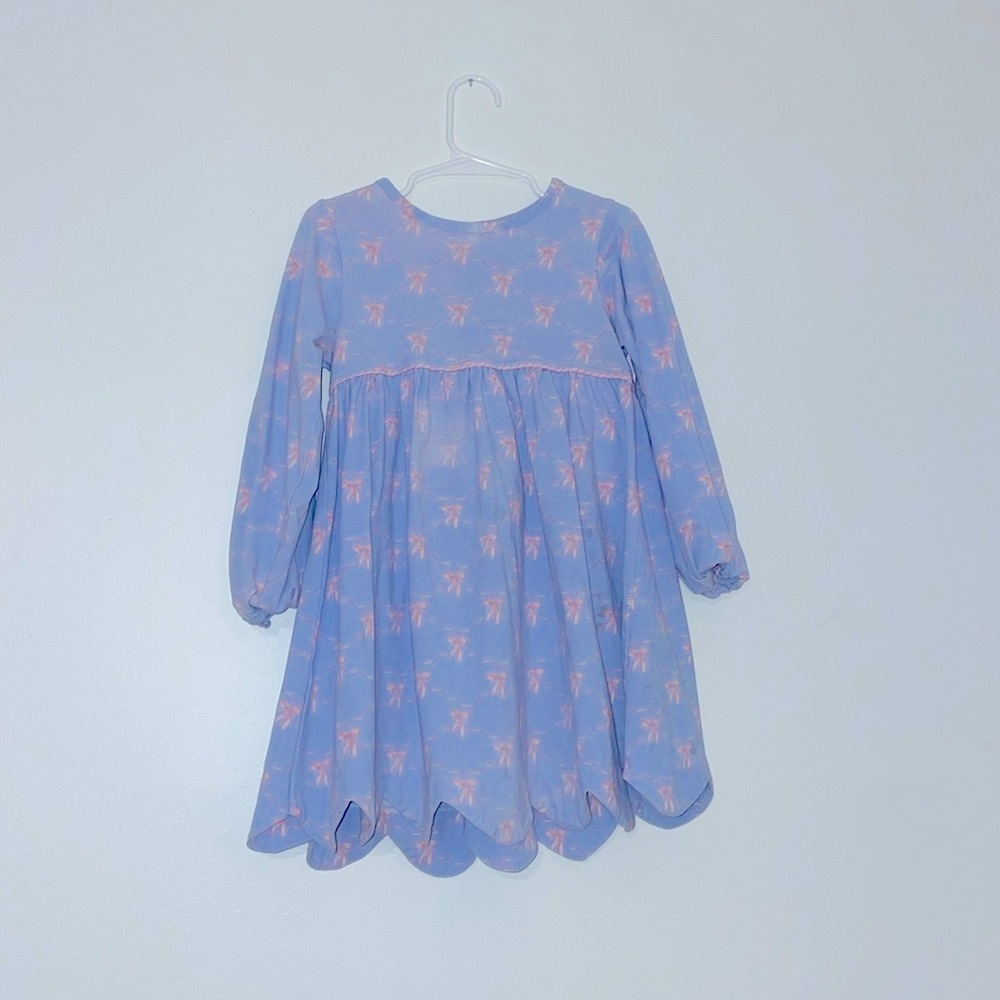 Sweetest girls blue and pink bow dress
